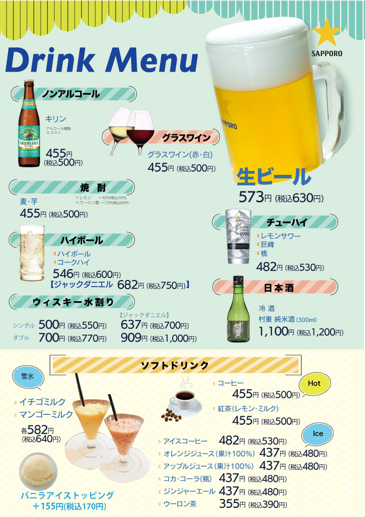 メニュー３　ドリンクメニュー